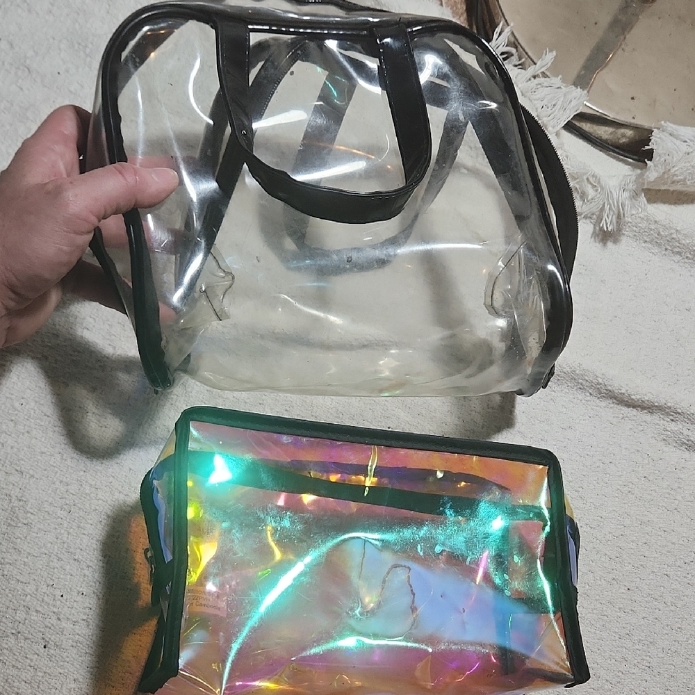 Transparent and Holographic Women's Bag Set